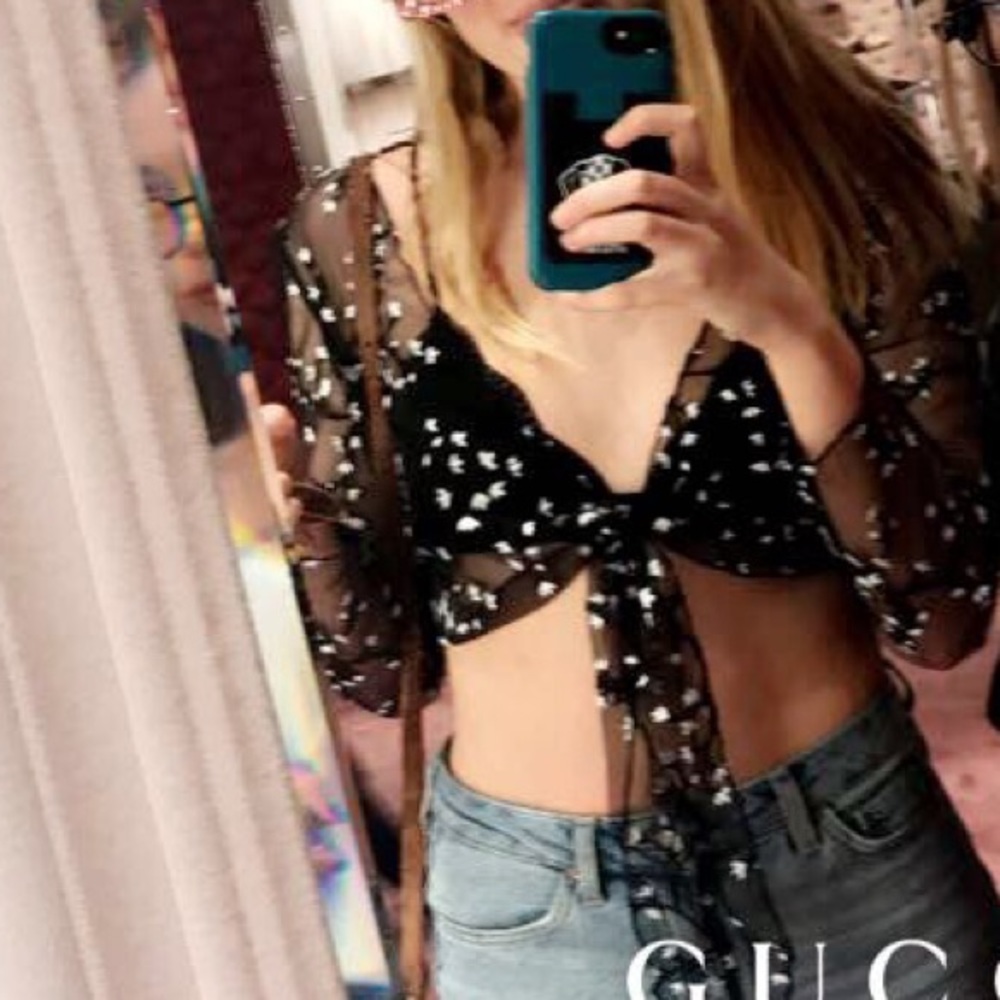 Black tie-front urban outfitters top